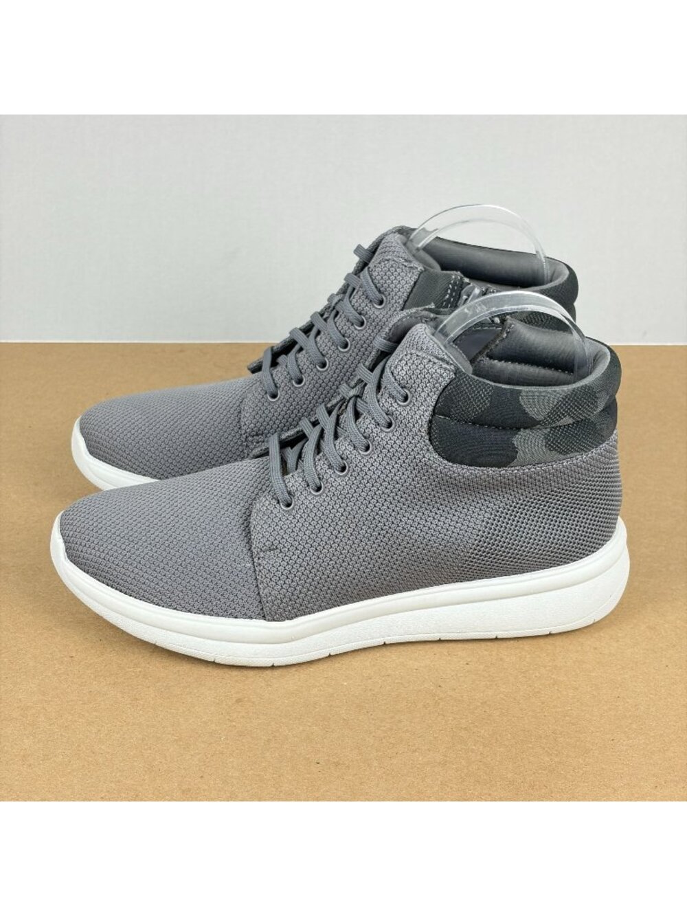 Clarks Cloudsteppers Ezera Camo Trim Knit Boots Womens 8.5 Gray Lace Up Side Zip